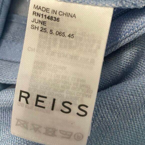 Reiss June Pleated Front Wide Leg Pants Blue Size 8 - Picture 4 of 11